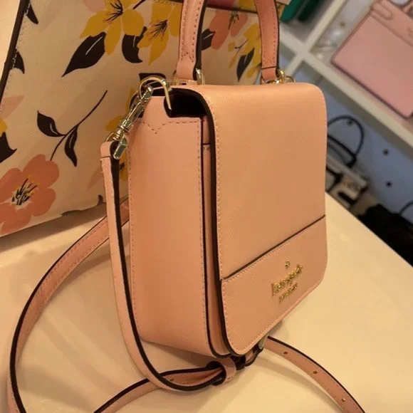 Kate Spade Staci Square Crossbody Saffiano Leather Chalk Pink - Picture 13 of 16
